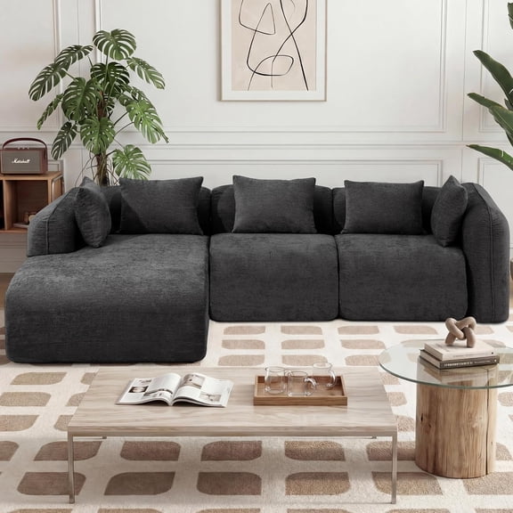 ROOMARK 105" Chenille Modular Sectional Sofa with Chaise, Cloud-Like Oversized L-Shaped Couch, Side Pockets, Easy Assembly for Living Room