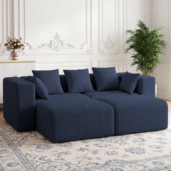 ROOMARK 117.2" L Shaped Sofa Modular, Corduroy Cloud Couches with Deep Seats &High-Back, Upholstered Couches for Living Room Bedroom with Chaise, No Assembly Required