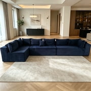 ROOMARK 136" U-Shaped Modular Sectional Cloud Sofa, 7 Seater Corduroy, Deep Seats, No Assembly, Breathable