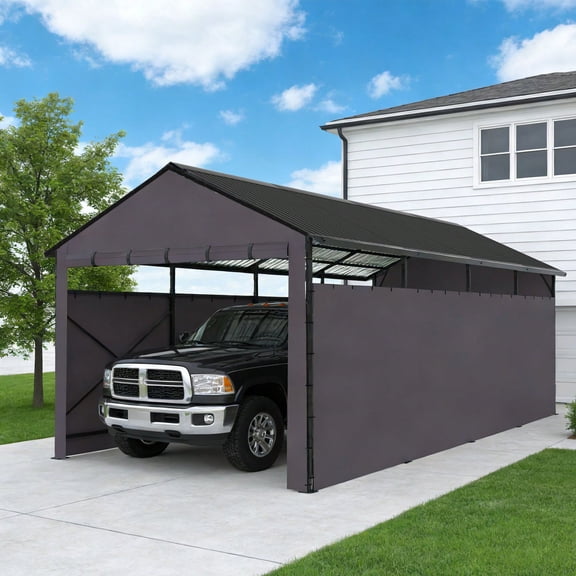 ROOMARK 22*9FT Carports,Heavy Duty Carport Canopy with Removable Sidewalls, Drive Through Portable Garage