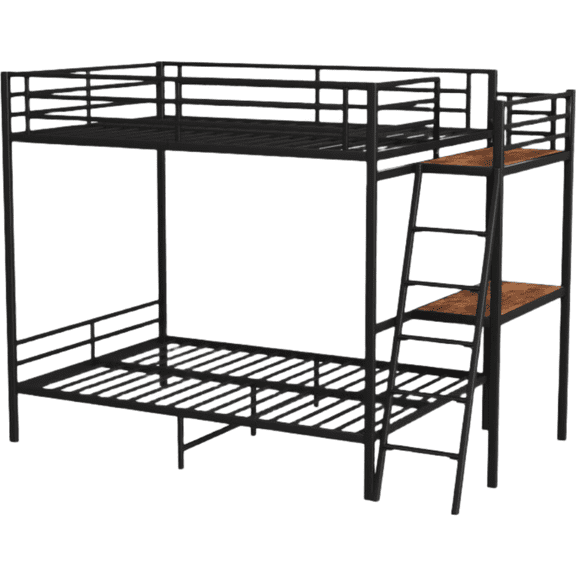 ROOMARK Black full size bunk bed with LED light and charging socket