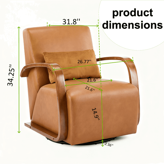 ROOMARK Cream Upholstered 360° Swivel Accent Chair – Solid Wood Curved Arms, Mid-Century Modern Design, Ergonomic Comfort for Living Room, Bedroom Reading Nook Small Single Sofa for Bedroom, Office