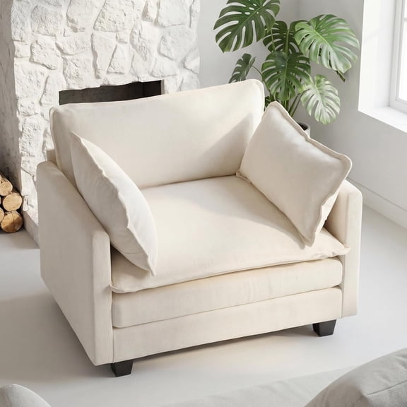 ROOMARK Deep Seat Comfy Cloud Modular Sectional Sofa, Modern Modular Couch for Home Living Room Bedroom(Beige, 1 Seat)