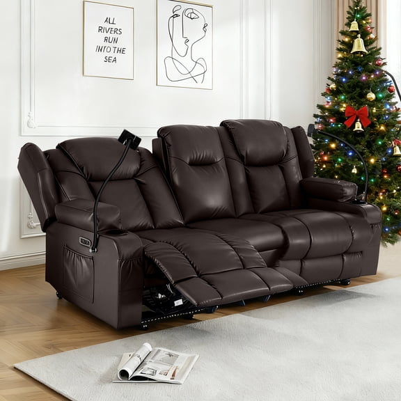ROOMARK Loveseat Recliner Double Recliner RV Sofa & Console | Wall Hugger Loveseat Reclining RV | RV Theater Seats | RV Couch | RV Home Theater Seating Furniture