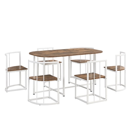 ROOMARK Modern 7-Piece Dining Table Set with Compact 55Inch Kitchen Table Set for 6