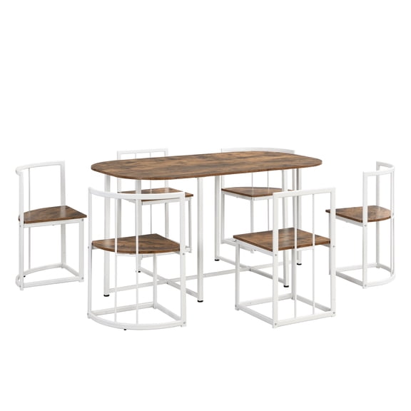 ROOMARK Modern 7-Piece Dining Table Set with Compact 55Inch Kitchen Table Set for 6
