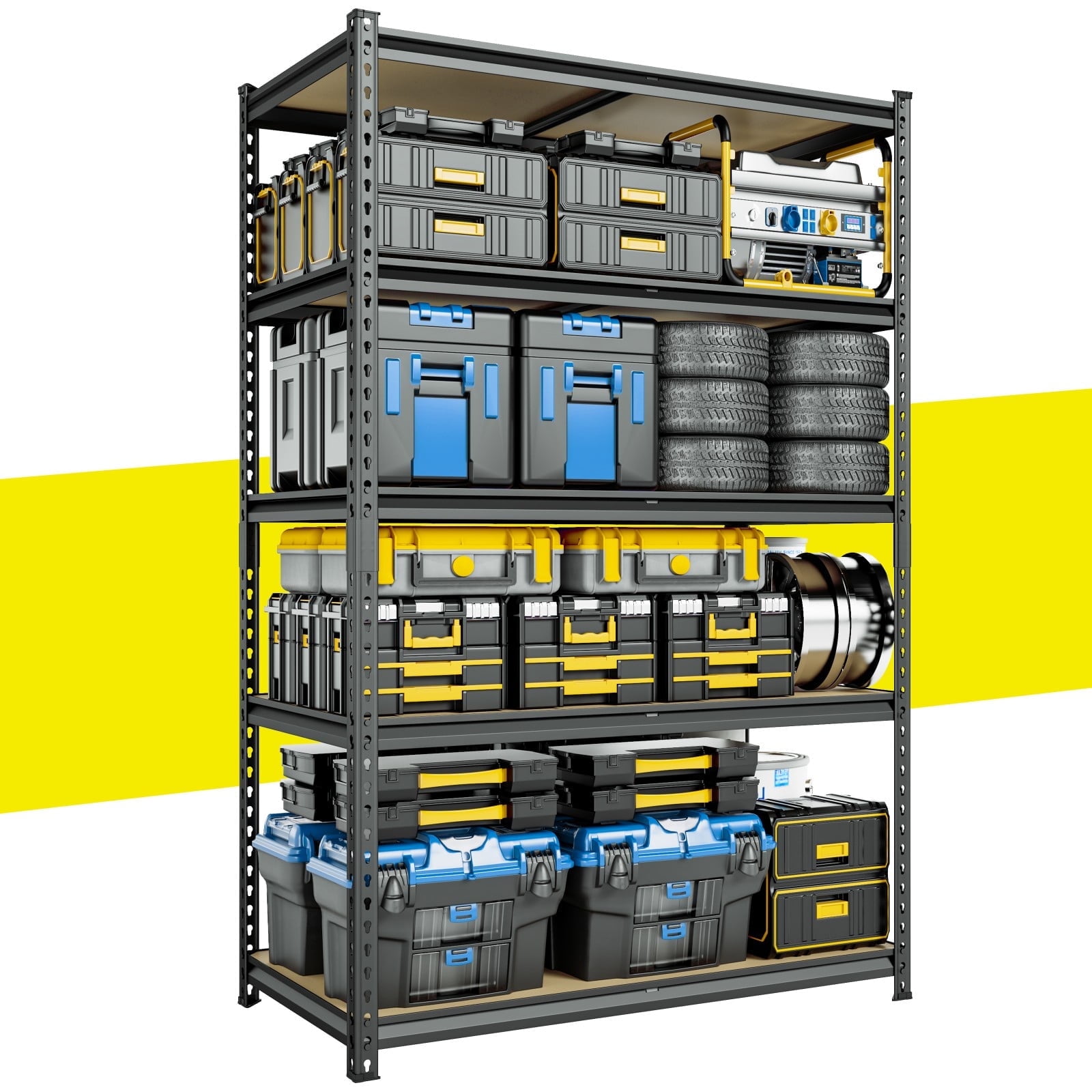 RoomFave Heavy Duty Garage Shelving Unit, 2000LBS Capacity, 5-Tier Adjustable Metal Storage Rack for Basement, Warehouse, Utility Room, 35.5"W x 16"D x 72"H