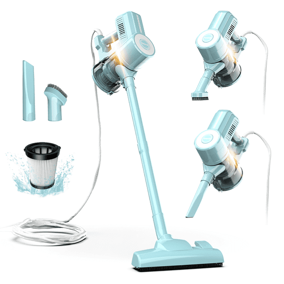 ROOMIE ROBIN Stick Corded Vacuum Cleaners, 450W, Bagless HEPA Filter, Lightweight 2 in 1 Handheld with Powerful Suction, Large Dust Capacity
