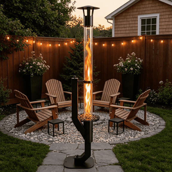Roomisland 61 Inch Smokeless Pellet Stove for Outdoor Use, Portable Wood Pellet Fire Pit with Viewing Window, Pellet Heater for Patio Backyard Bonfire Camping Beach Garden