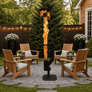ROOMISLAND 70 inch Steel Smokeless Wood Pellet Fire Torch with Glass Tube, Tall Outdoor Patio Bonfire Ambiance