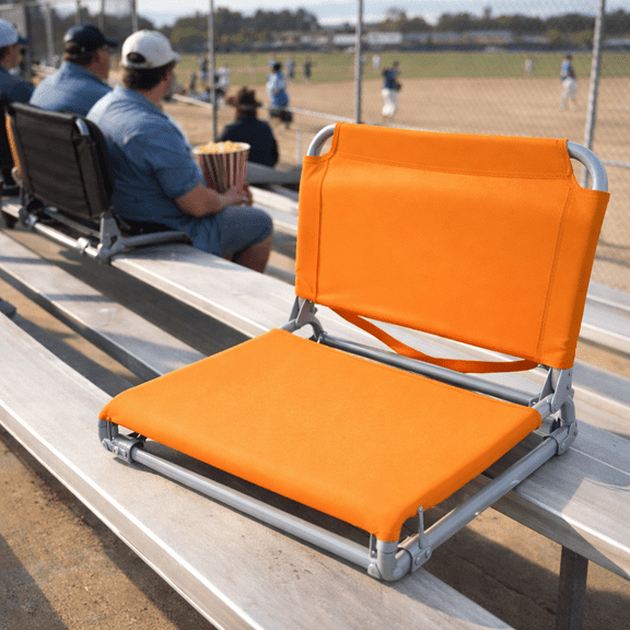 ROOMISLAND Stadium Seat with Back Support, Bleacher Chairs with Back Portable Bleacher Seats with Hook for Sports Events Baseball Soccer Benches,Orange