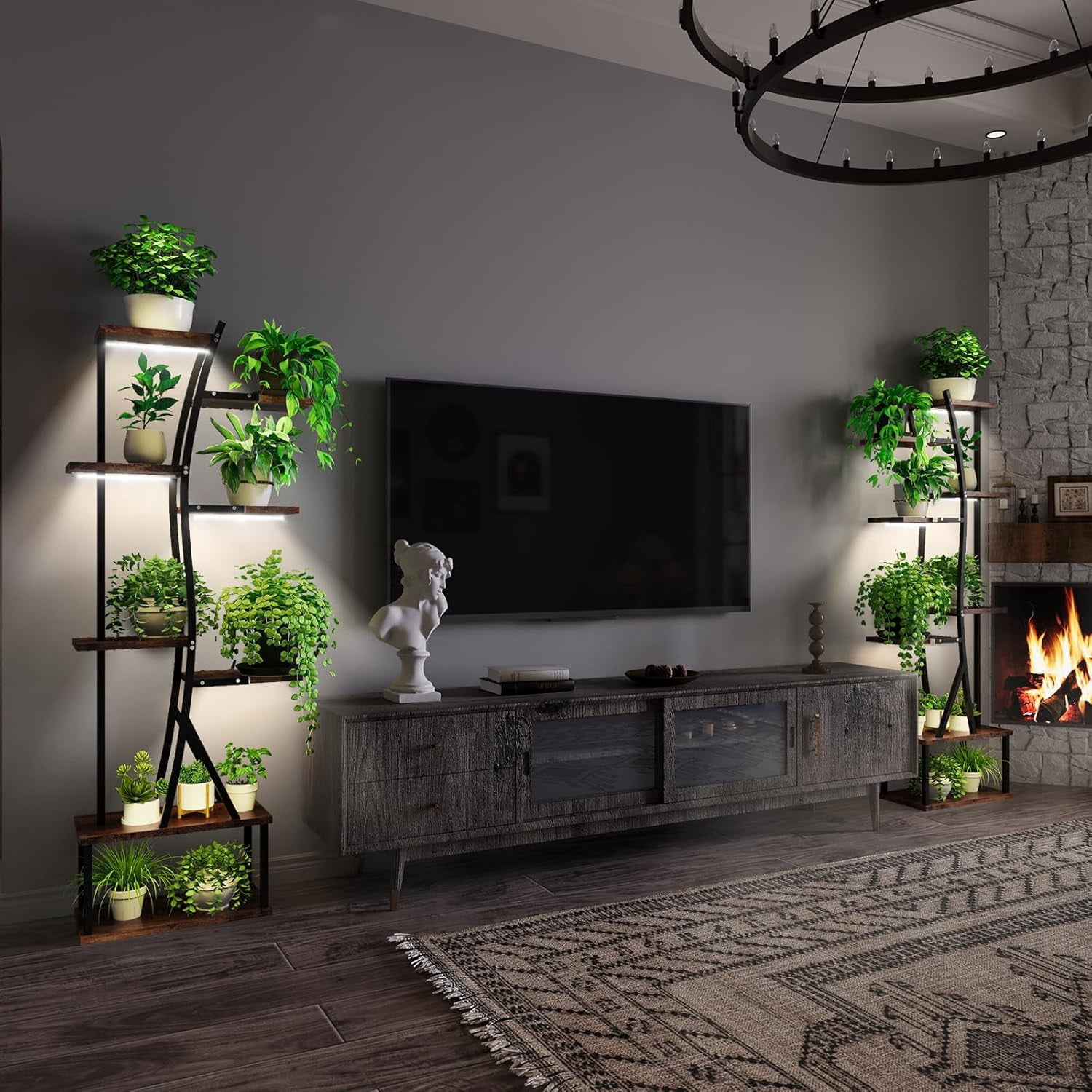ROOMTEC Plant Stand Indoor with Grow Lights, Indoor Plant Stand with ...