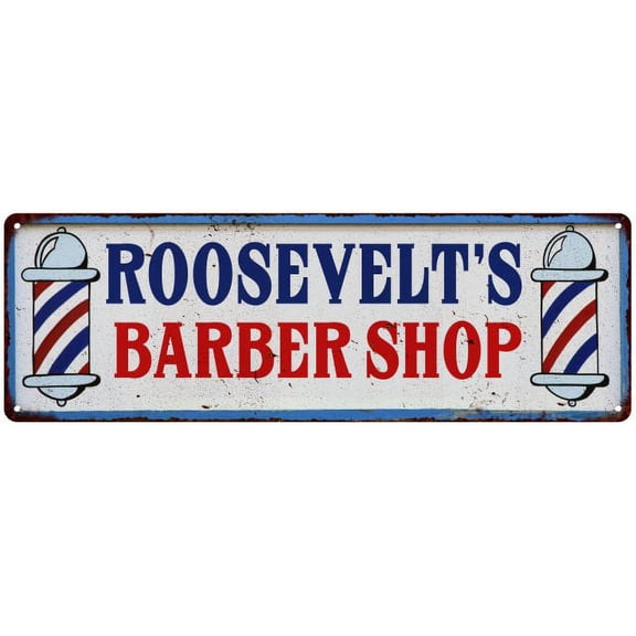 ROOSEVELT'S Barber Shop Hair Salon Vintage Look Metal Sign Retro 206180031416