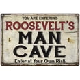 thumbnail image 1 of ROOSEVELT'S Man Cave Sign Rustic 8 x 12 Matte Finish Metal 108120035401, 1 of 1
