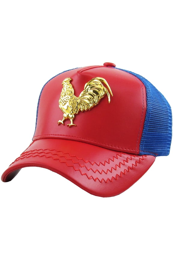 ROOSTER Emblem PU Leather Meshback Snapback