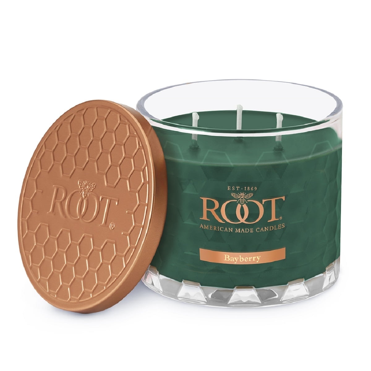 ROOT Candles 12 oz 3-Wick Signature Honeycomb filled Jar. Scent: Bayberry