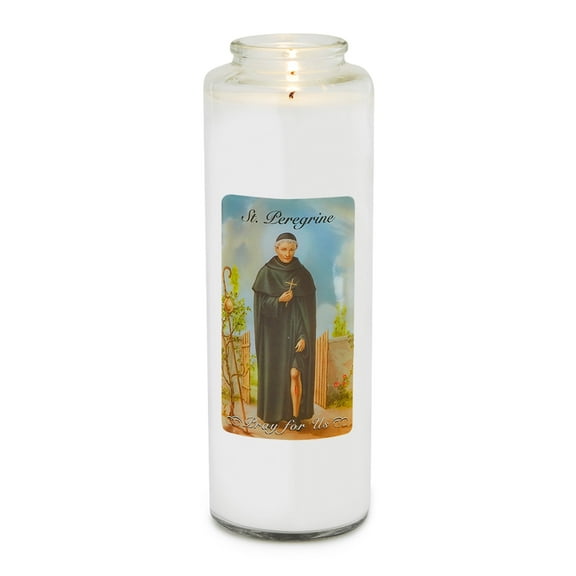 ROOT Candles 7-Day Clear Glass Devotional Prayer Candle, Saint Peregrine