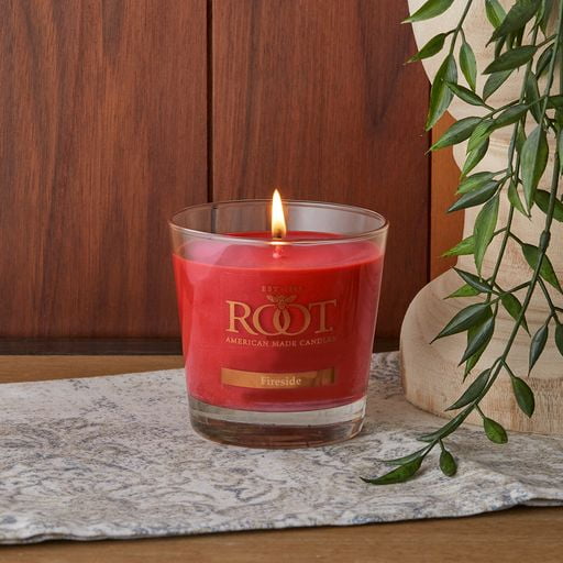 Fireside Red Beeswax Blend Scented Candle in Glass Jar
