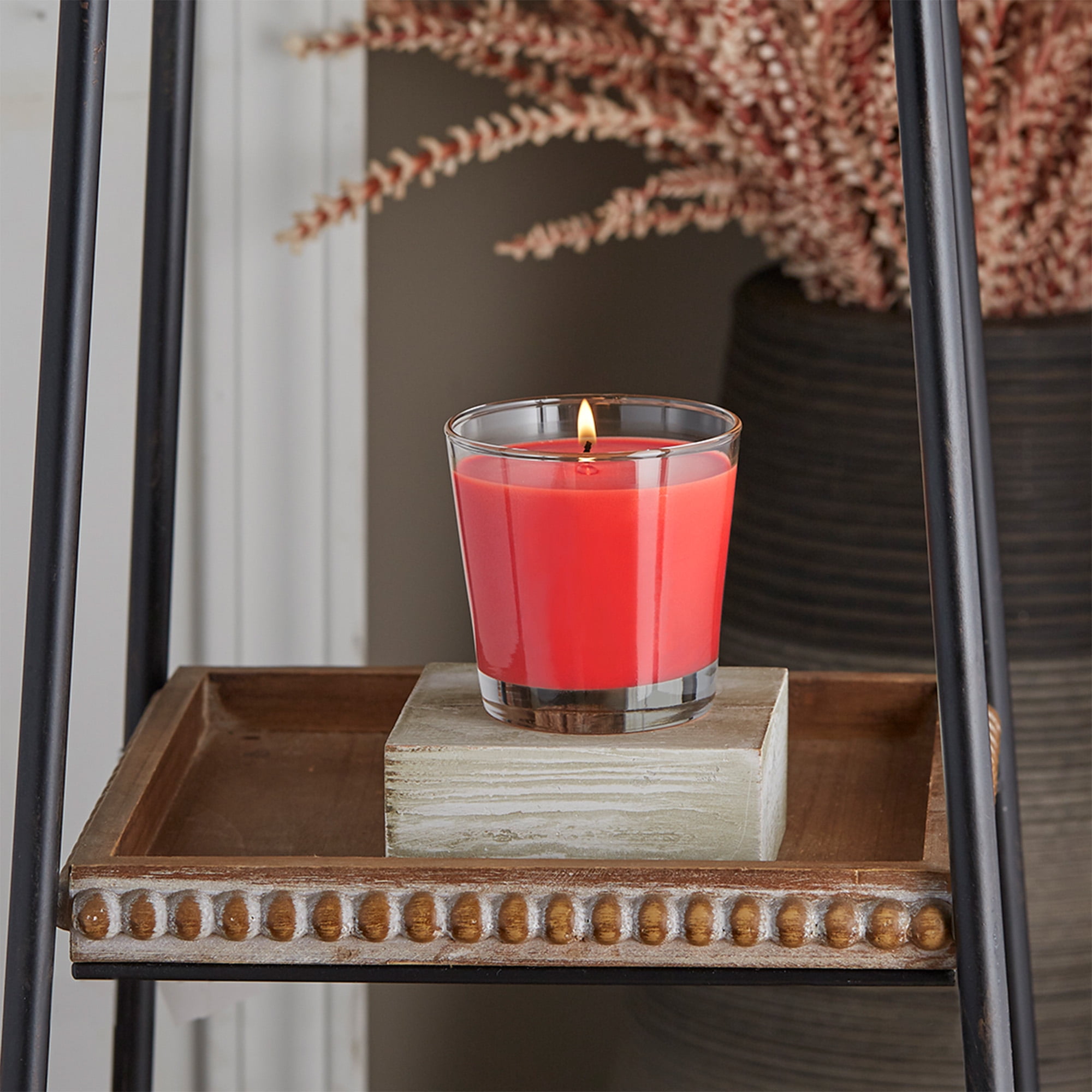 Hollyberry Scented Red Beeswax Jar Candle with Bronze Lid