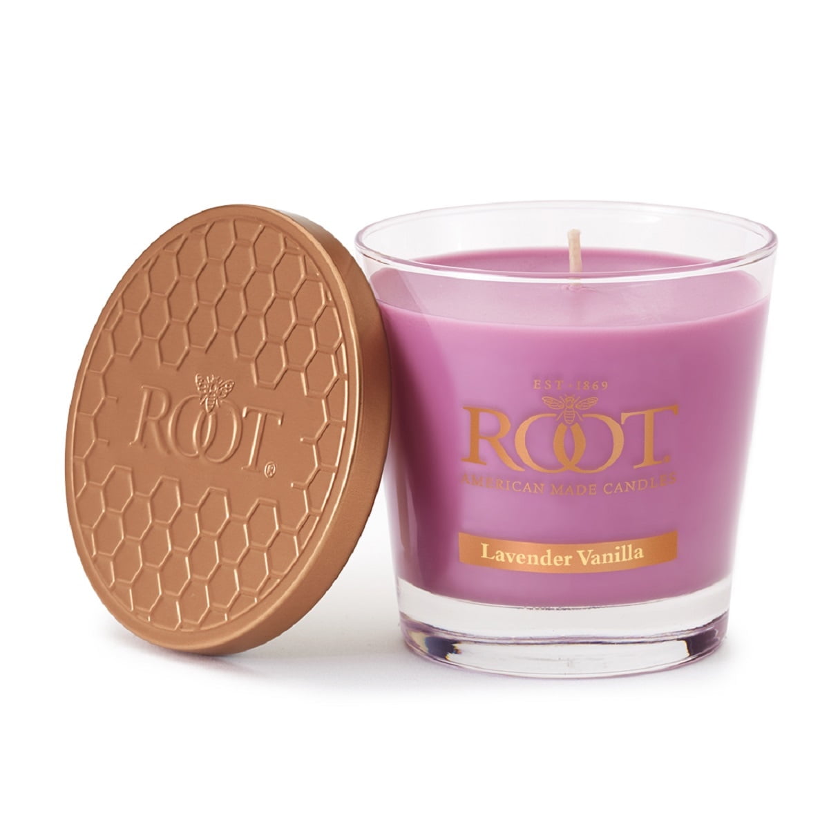 Lavender Vanilla Scented Beeswax Jar Candle with Bronze Lid