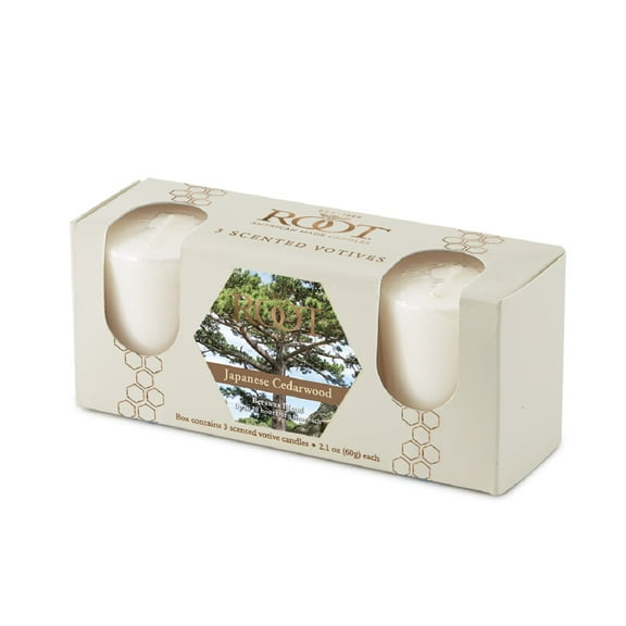 ROOT Candles Scented 20 Hr. Votive, Japanese Cedarwood, box of 3 ea