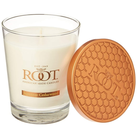 ROOT Candles Scented All Natural Beeswax Blend 10.5 oz Lg. Veriglass Filled Container, Japanese Cedarwood, 1 ea.