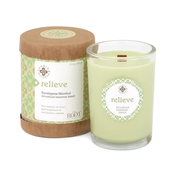 ROOT Candles Seeking Balance 6.5 oz Small Spa Candle, Relieve: Eucalyptus Menthol
