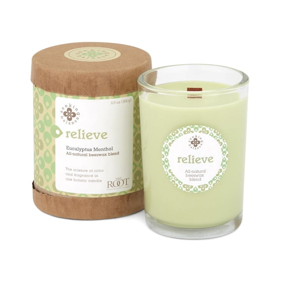 ROOT Candles Seeking Balance 6.5 oz Small Spa Candle, Relieve: Eucalyptus Menthol