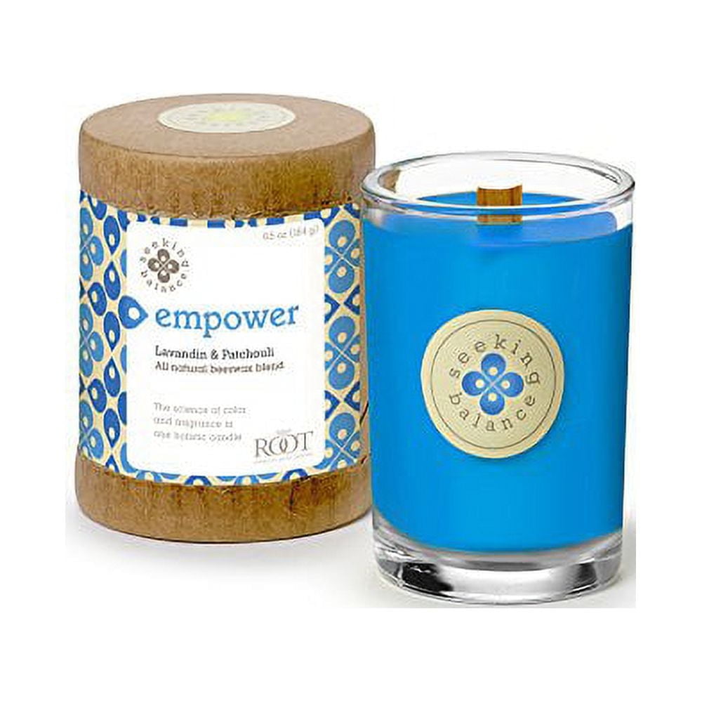 Empower Blue Glass Jar Scented Beeswax Soy Candle