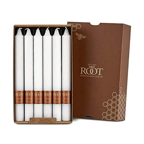 ROOT Candles Unscented Arista Timberline 9-Inch Dinner Candles, 12-Count, White
