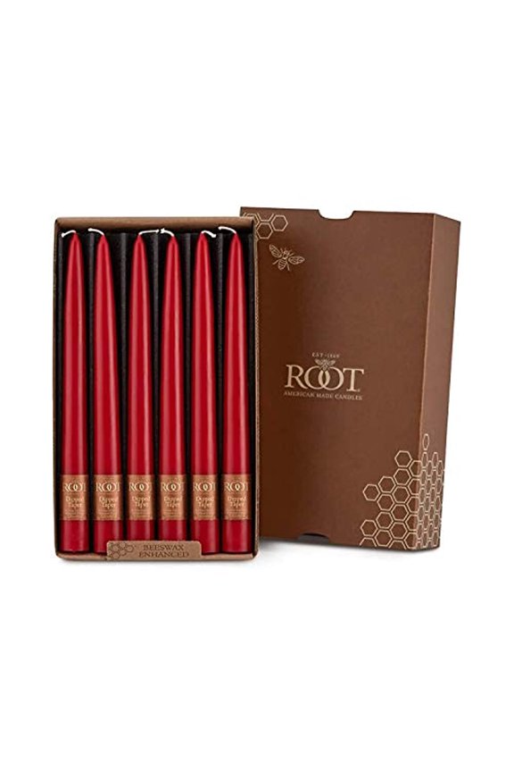 Candles Unscented Dipped Taper Candles, 9-inch Tall, Box of 12, Color: Red