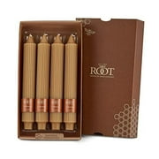 ROOT  Candles Unscented Grecian Collenette Taper Candles, 9-inch Tall, Box of 4, Color Beeswax