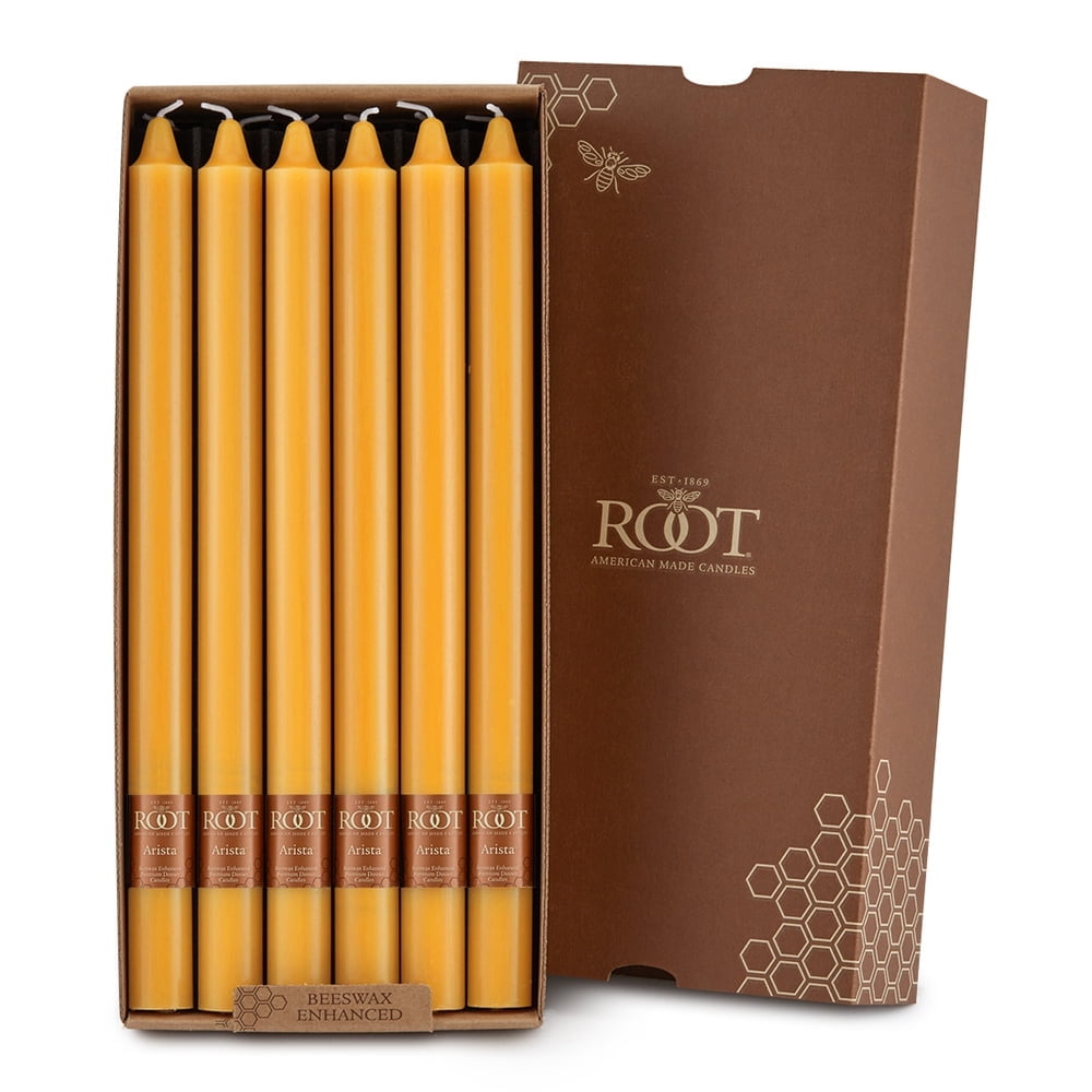 Butterscotch Beeswax 12-Inch Taper Candles Set