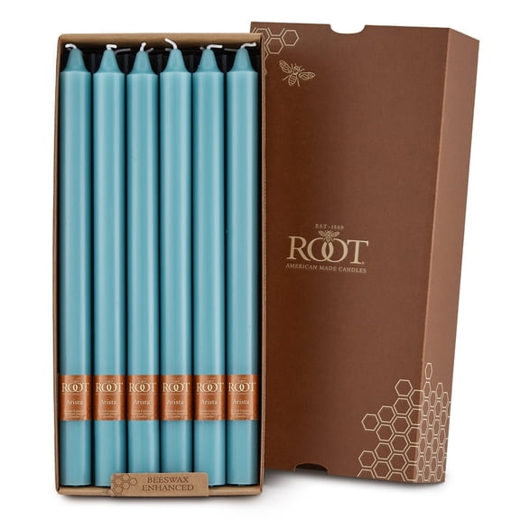 ROOT Candles Unscented Smooth Arista Taper Candles, 12-Inch Tall, Box of 12, Color: Sky