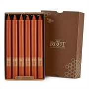 ROOT Candles Unscented Smooth Arista  Taper Candles, 9-Inch Tall, Box of 12, Color Rust