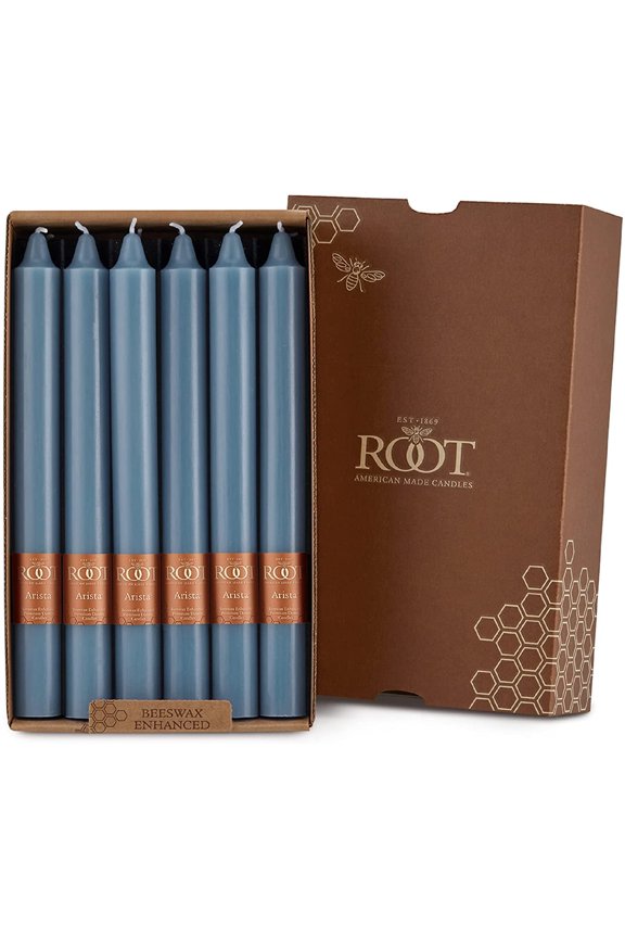 Candles Unscented Smooth Arista™ Taper Candles, 9-Inch Tall, Box of 12, Color: Williamsburg Blue