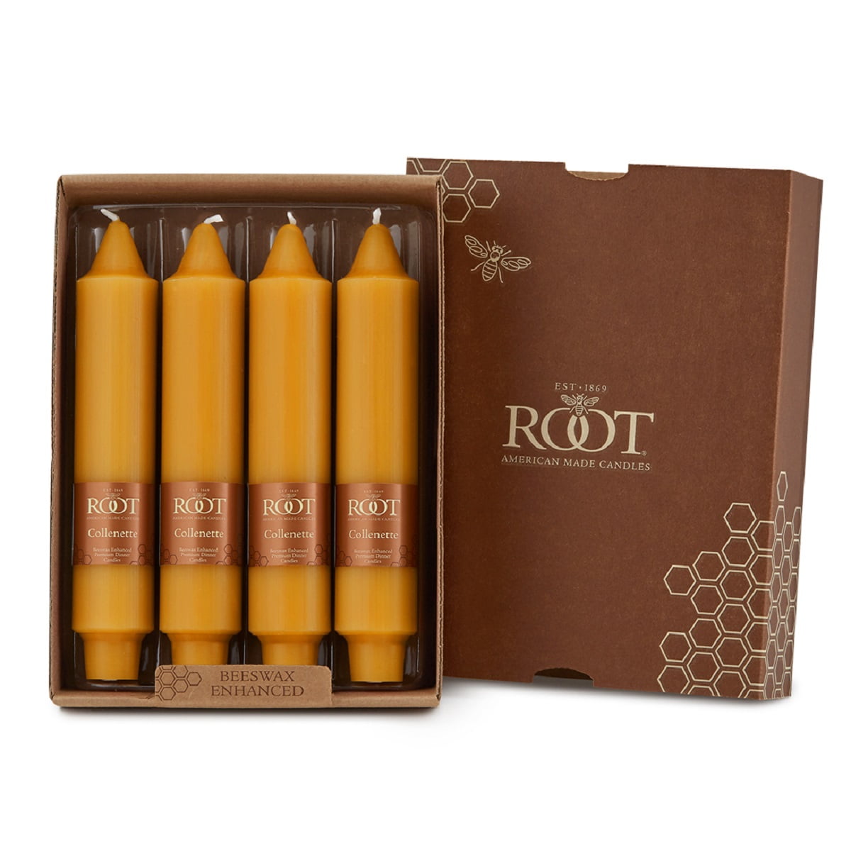 Butterscotch Beeswax Unscented Taper Candle Set, 7-Inch
