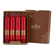 ROOT Candles Unscented Smooth Collenette Taper Candles, 7-Inch Tall, Box of 4, Color Red