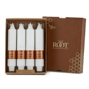 ROOT Candles Unscented Smooth Collenette Taper Candles, 7-Inch Tall, Box of 4, Color White