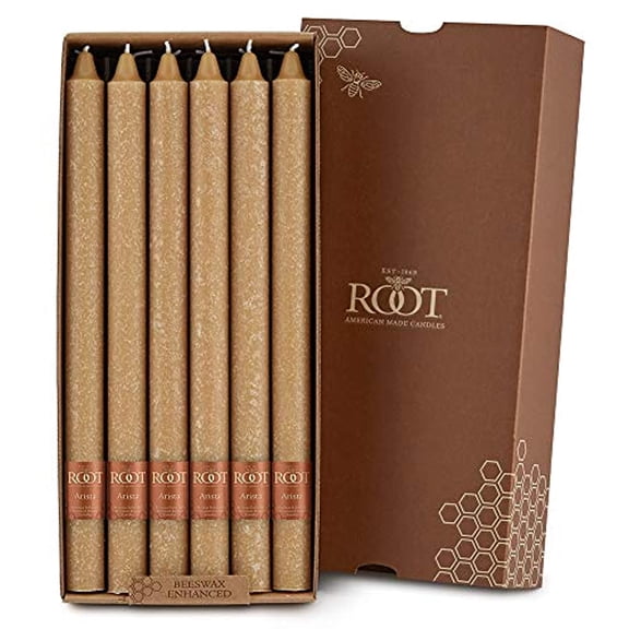 ROOT Candles Unscented Timberline Arista Taper Candles, 12-Inch Tall, Box of 12, Color: Beeswax