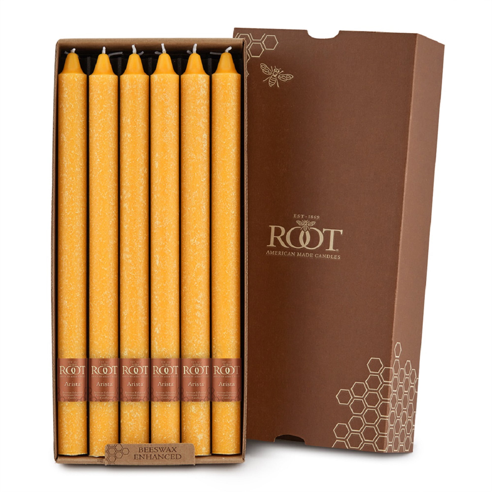 Butterscotch Beeswax Enhanced Unscented Taper Candles, 12-Inch Set