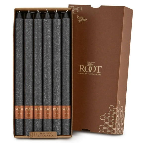 ROOT Candles Unscented Timberline™ Arista Taper Candles, 12-Inch Tall, Box of 12, Color: Stone