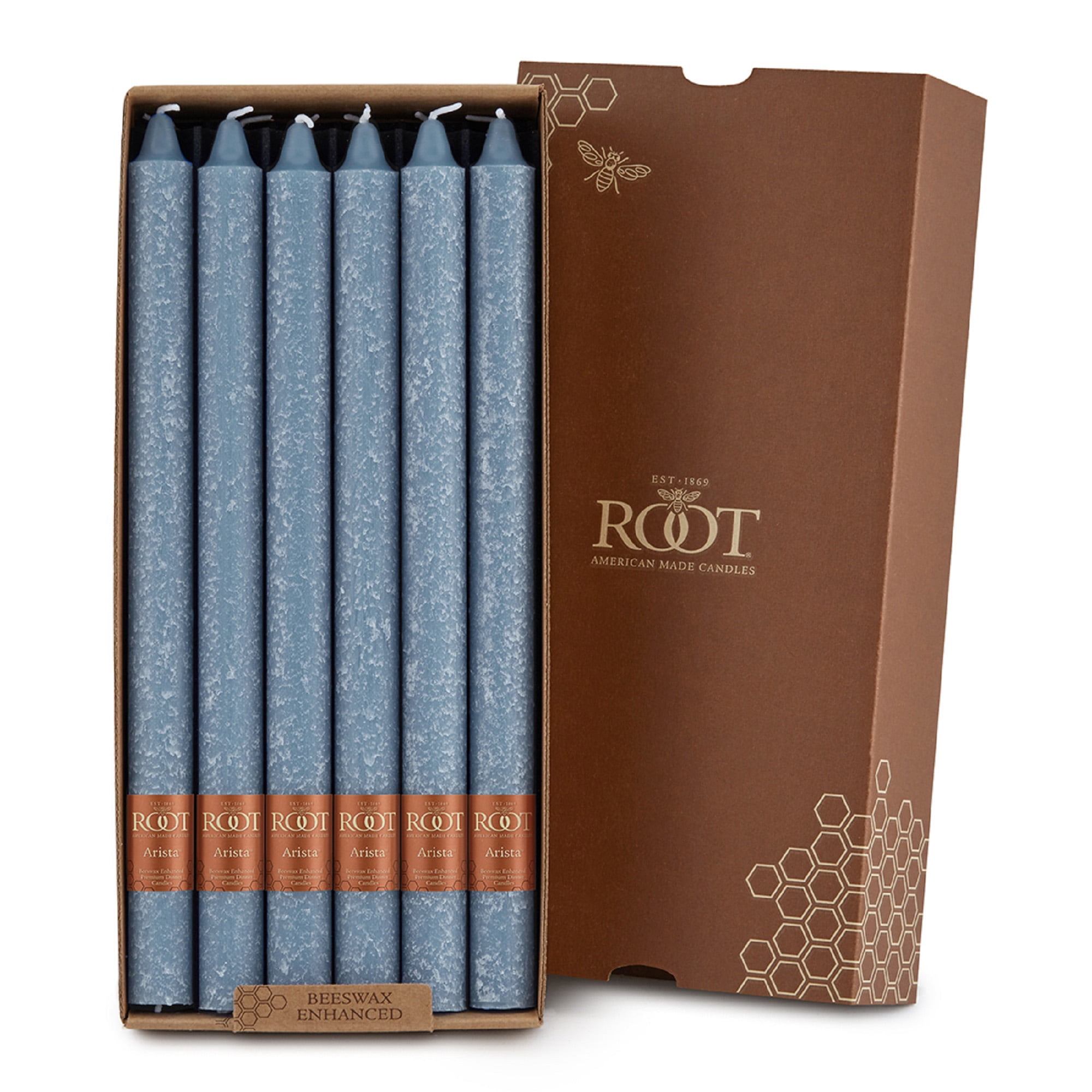 Williamsburg Blue 12-Inch Beeswax Taper Candles Set