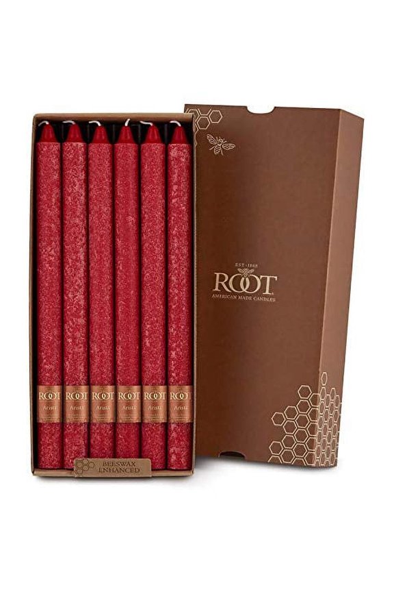 Candles Unscented Timberline Arista Taper Candles, 9-Inch Tall, Box of 12, Color: Red
