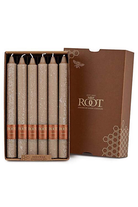 Candles Unscented Timberline Arista Taper Candles, 9-Inch Tall, Box of 12, Color: Taupe
