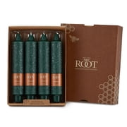 ROOT Candles Unscented Timberline  Collenette Taper Candles, 7-Inch Tall, Box of 4, Dark Green