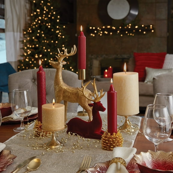 ROOT Candles Unscented Timberline™ Collenette Taper Candles, 7-Inch Tall, Box of 4, Garnet