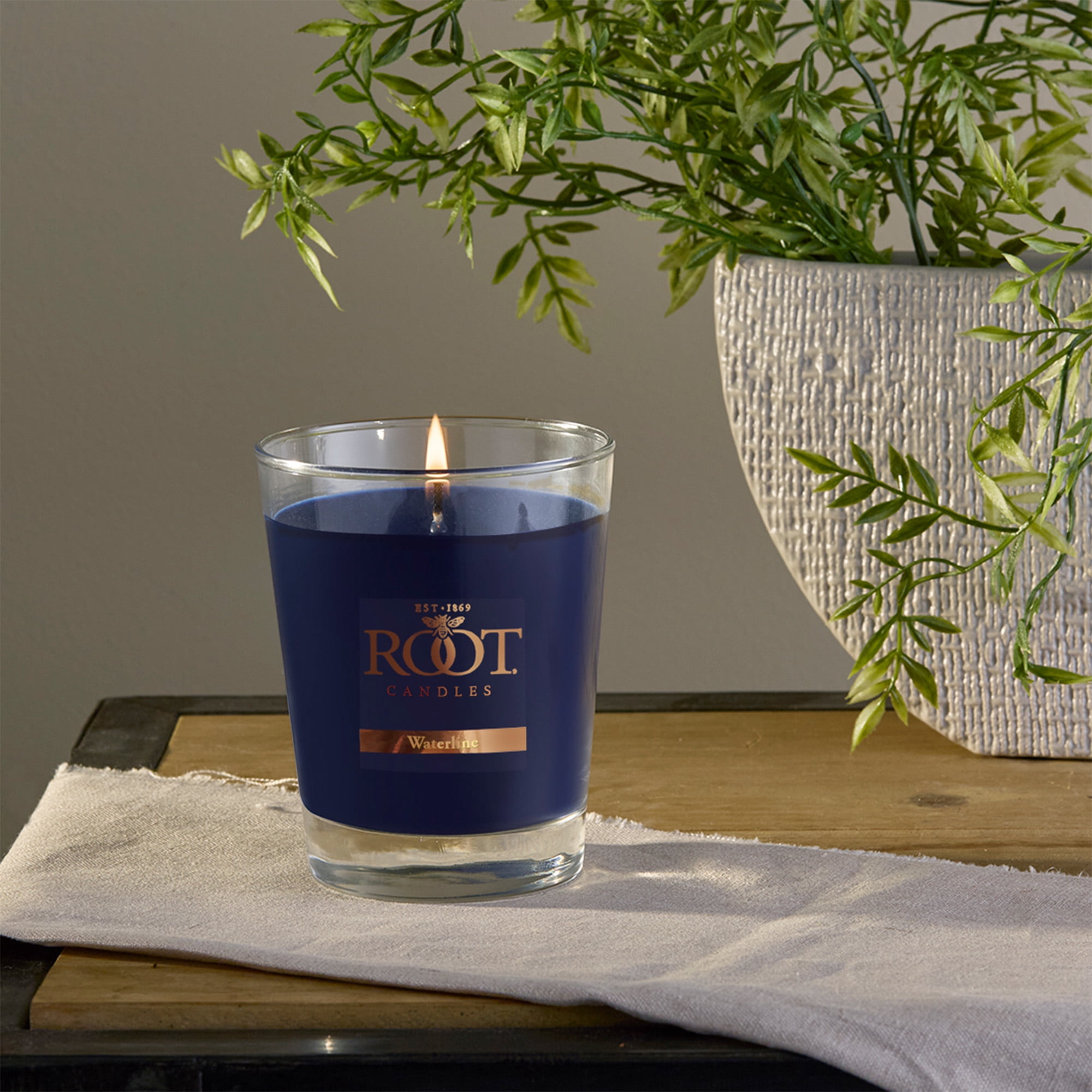 ROOT Candles Waterline Scented Candle, 10.5 oz Veriglass Jar – Fresh Coastal Fragrance, Proprietary Beeswax Blend, Made in Medina, Ohio