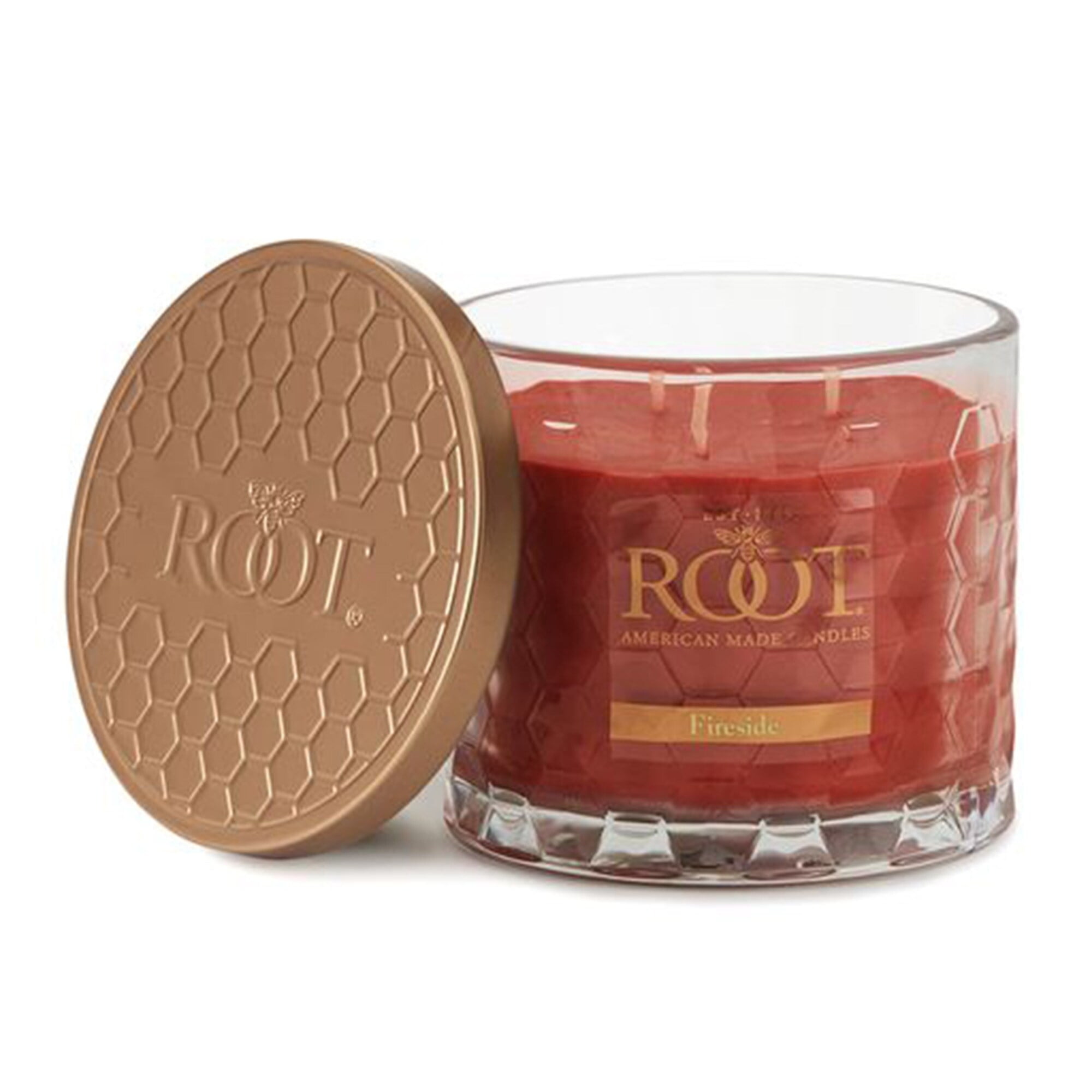 Fireside Red Beeswax Blend 3-Wick Honeycomb Jar Candle