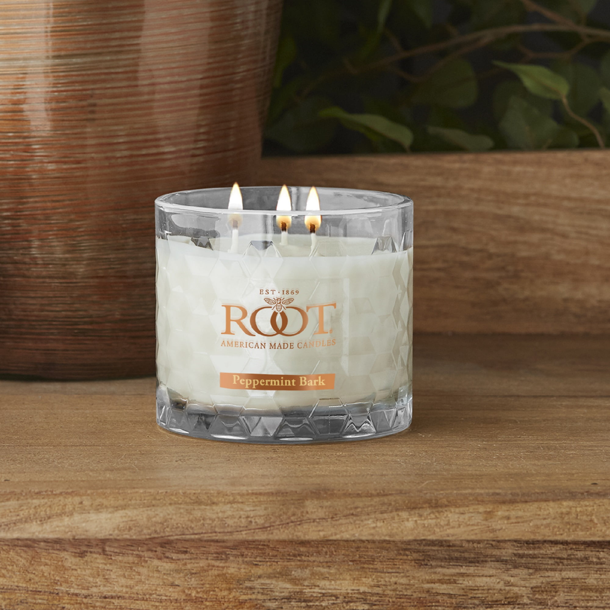 Peppermint Bark 3-Wick Beeswax Soy Blend Candle in Glass Jar